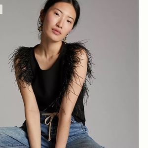 NWT!! Anthropologie Eva Franco “Romana” Feathered Top